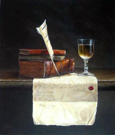 A Glass of Mead with Books